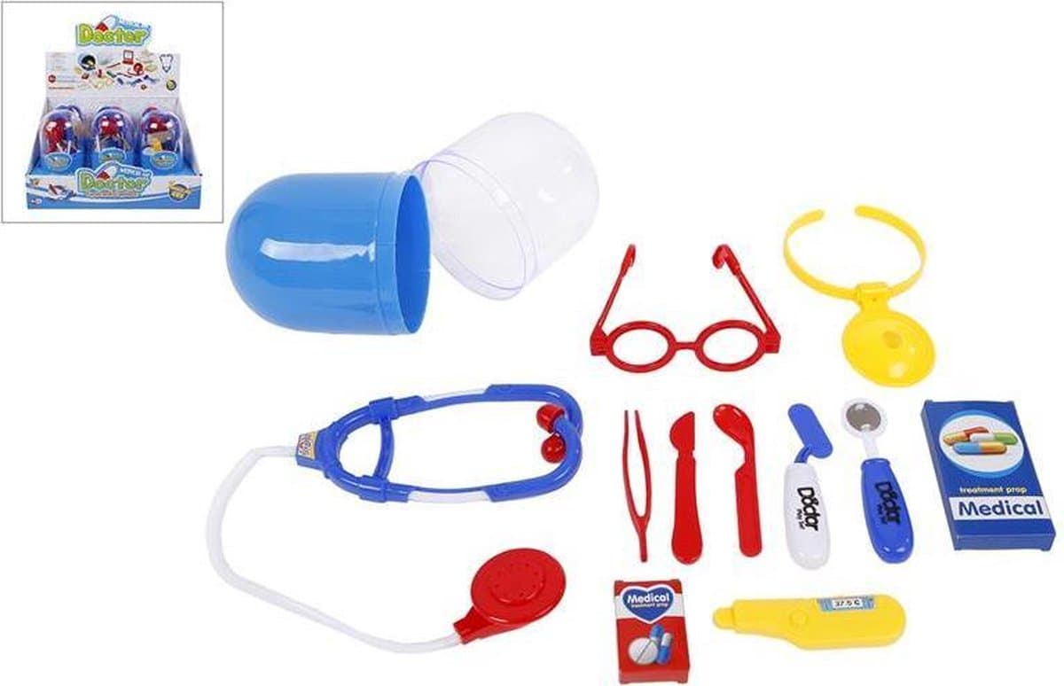 Dokter speelset 6-delig in capsule 20cm.