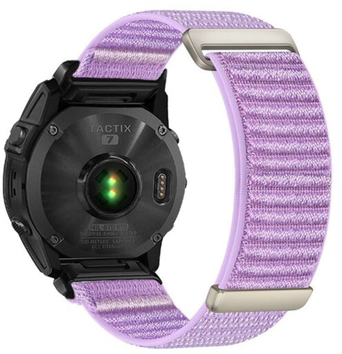 By Qubix - Geschikt voor Garmin bandje - 22mm Quickfit - Nylon Sport Loop bandje - Paars - Geschikt voor Garmin Descent G2