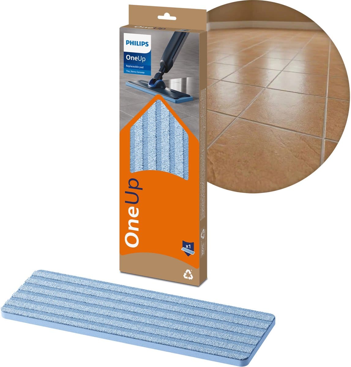 Philips OneUp - Vervangbare Dweildoek - Origineel - Voor Tegels - 1 Stuk - XV1883/10​