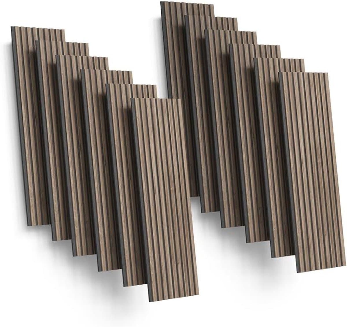 Wandpanelen - Geluidsabsorberend - Ruimteverbetering - Naadloze overgangen - 12 stuks - Walnoot