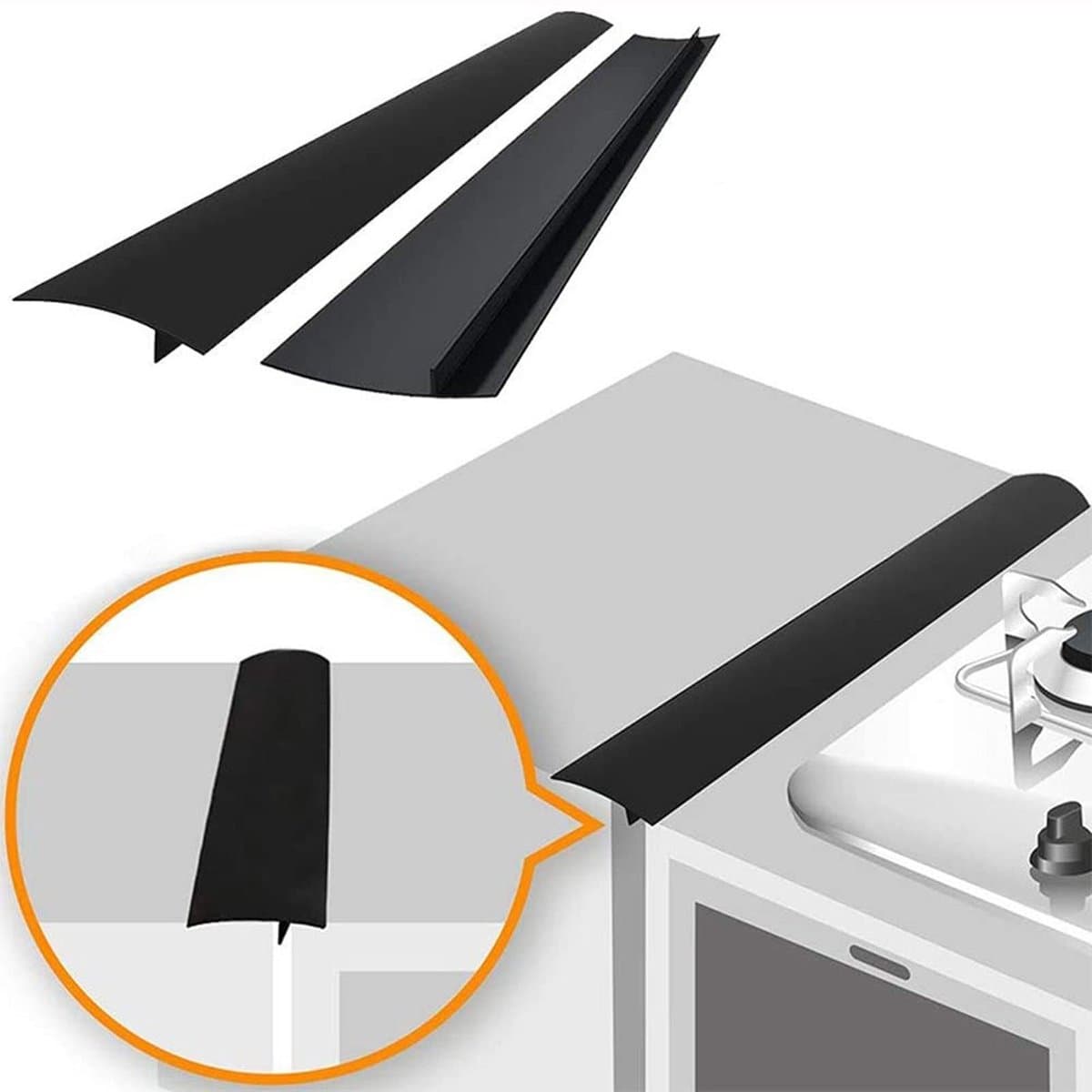 Dailygoods- Kitchen Gap Filler - Antispat/Antivuil Strip - T-vormige Silicone - 53,3cm - Voor Fornuis/Oven - Eenvoudig te Installeren - Keukenafdekstrip