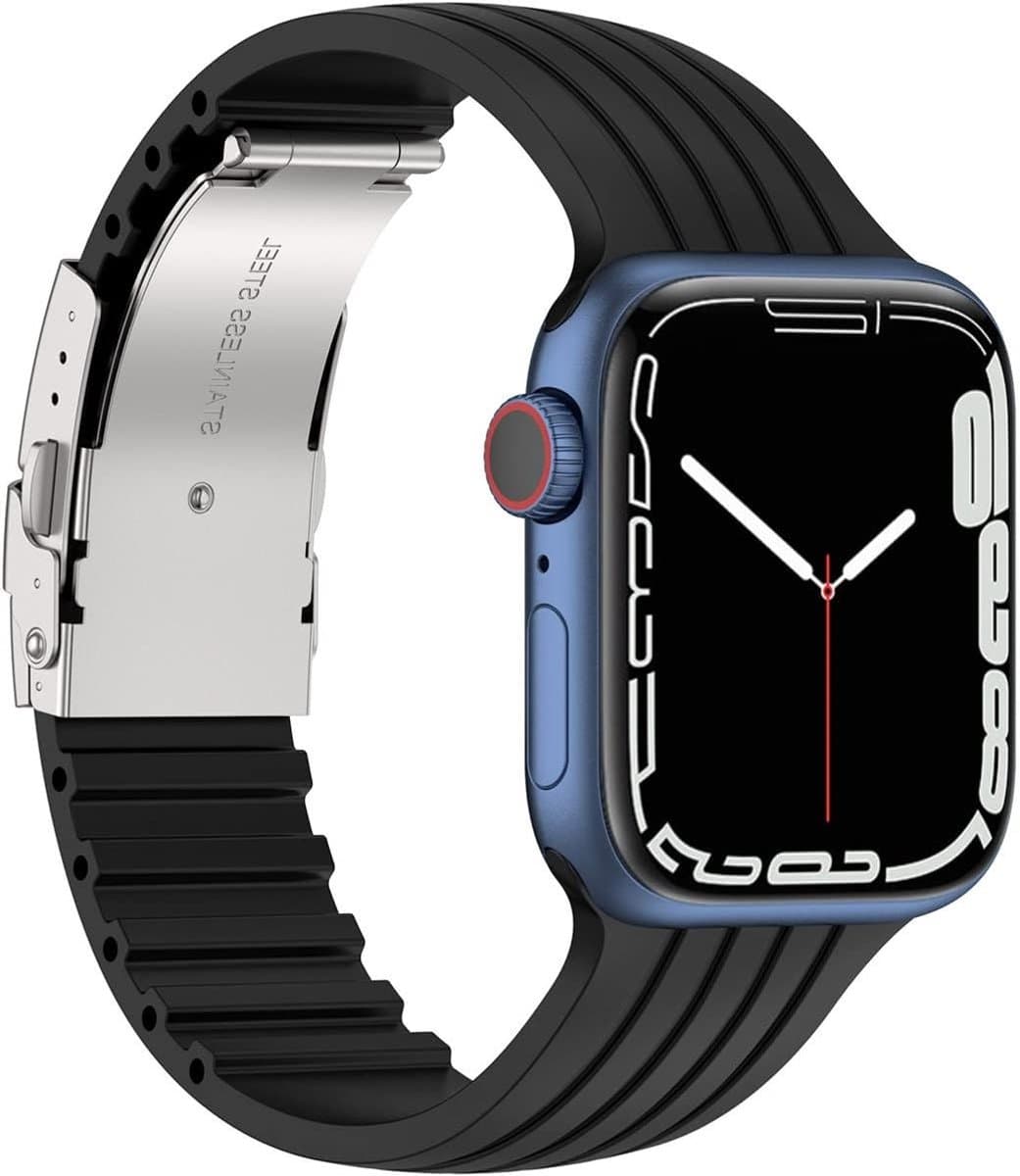 Zachte silicone horlogeband voor Apple Watch 38mm 40mm 42mm 44mm 45mm, geschikt voor Series 7, 6, 5, 4, 3 en SE, comfortabele en duurzame vervangband