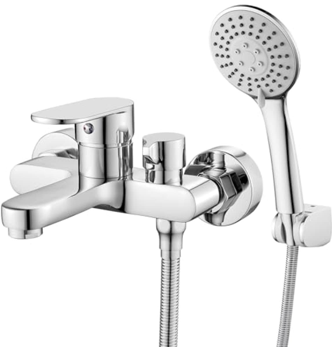 Badkuipkraan met Handdouche Chroom - 3 Standen Douchekop - Wandmontage Mengkraan Badset - PromoHome