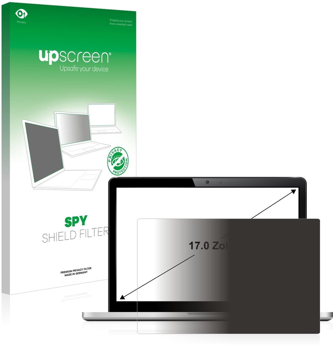 upscreen - privacyscherm voor Laptops mit 17 inch Schermen [338 mm x 270 mm, 5:4] - privacy filter screenfilter Blauwlichtfilter