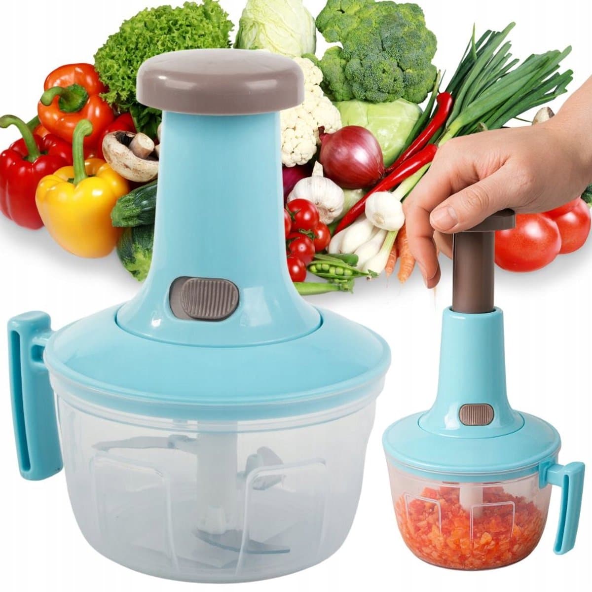 Pingyang Rongrong Handicraft Factory - Handmatige Hakmolen - 2W1 - Groenten, Fruit en Vlees - Blauw