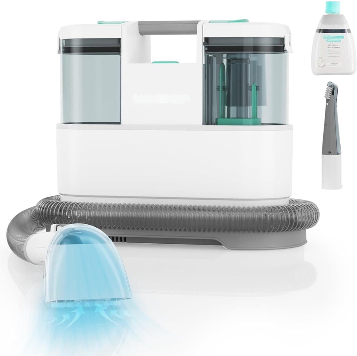 Pro Tapijtreiniger Vlekkenreiniger Wasstofzuiger, 450W, 1,5L, met Reinigingsmiddel en Voegenborstel, Draagbare Waszuiger voor Tapijten, Vloerkleden, Stoffering, Bank, Trappen, Auto