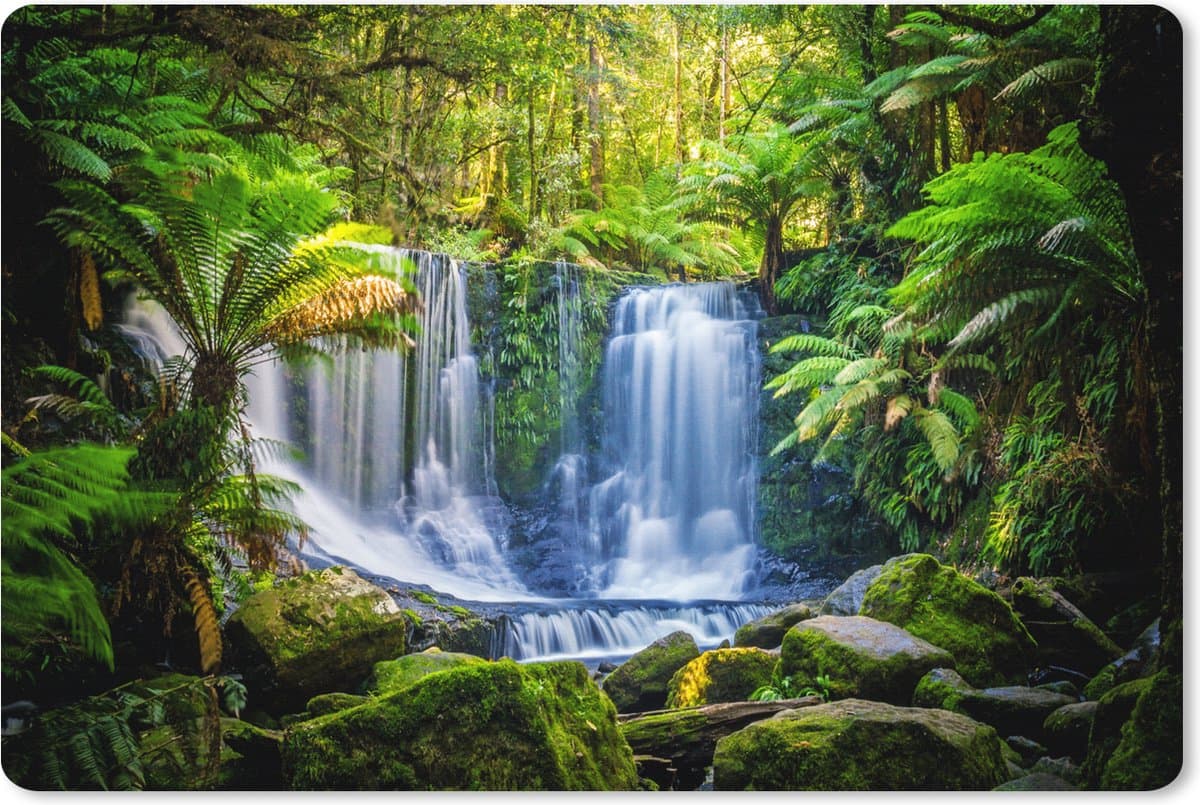 Muismat XXL 90x60 cm - Bureau onderlegger - Bureau mat Jungle - Waterval - Australië - Planten - Natuur - Bureaumat - Gaming mousepad xl - Bureaulegger groot - Computer deskmat