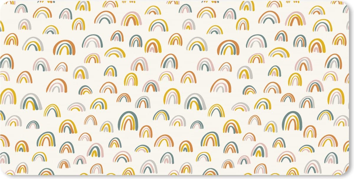 Muismat XXL 90x45 cm - Bureau onderlegger - Bureau mat Regenboog - Pastel - Kinderen - Bureaumat - Gaming mousepad xl - Bureaulegger groot - Computer deskmat