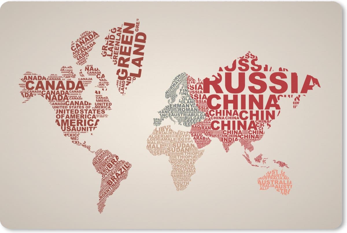 Muismat XXL 120x80 cm - Bureau onderlegger - Bureau mat Wereldkaart - Letters - Kleuren - Bureaumat - Gaming mousepad xl - Bureaulegger groot - Computer deskmat