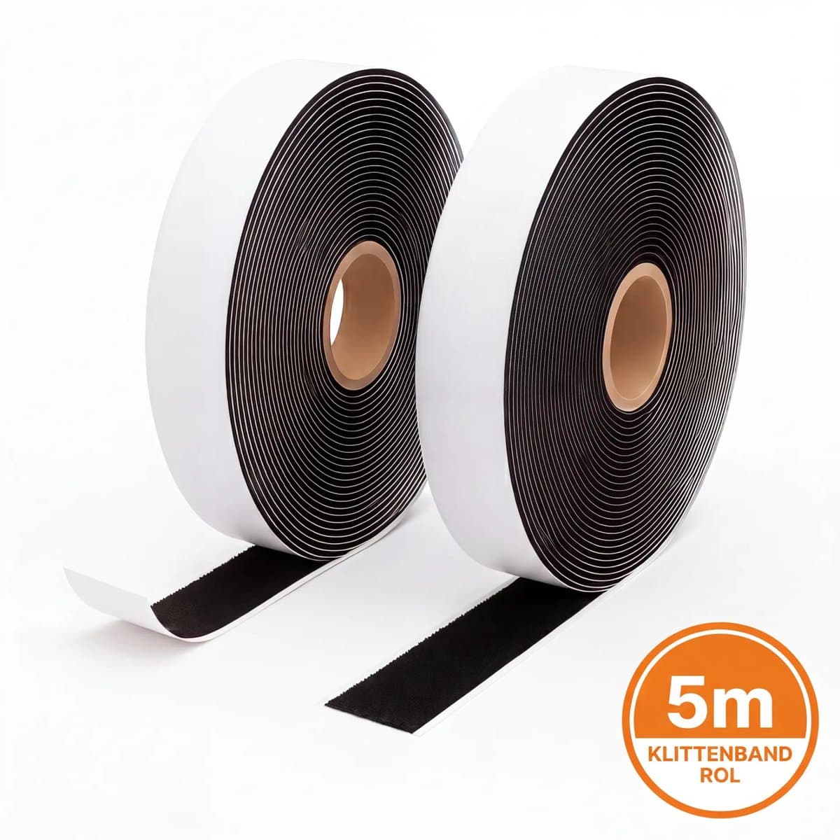 Klittenband Zelfklevend 25mm - 5 meter - Haak + Lus - Zwart - Bodutex
