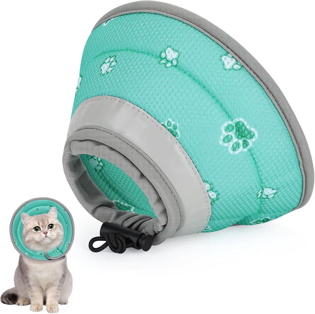 lichte stoffen kattenkraag (groen, L)