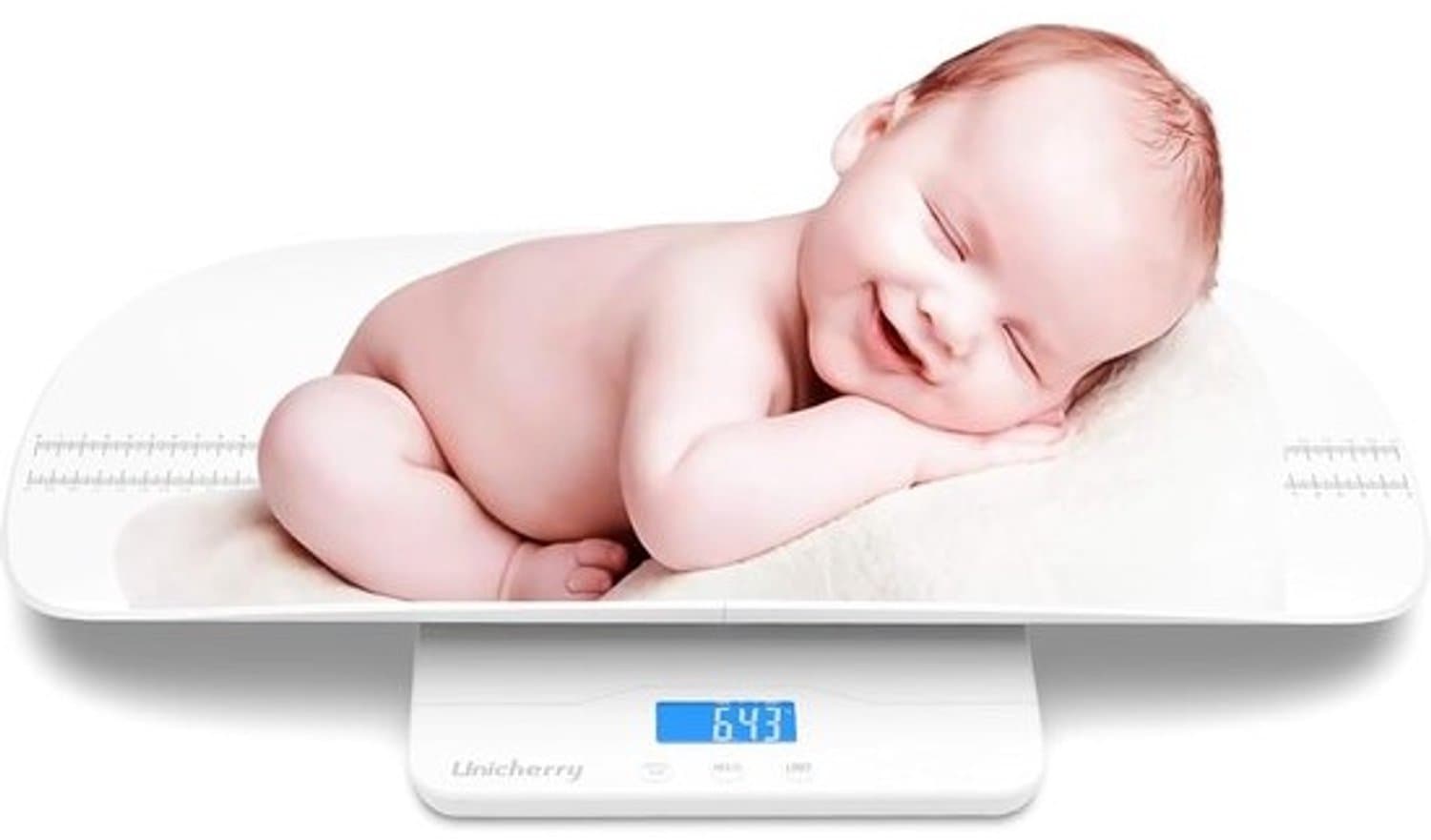Digitale babyweegschaal - Weegschaal voor babymeting - Gezondheid monitoren - Hoge nauwkeurigheid - Tot 100 kg - Wit