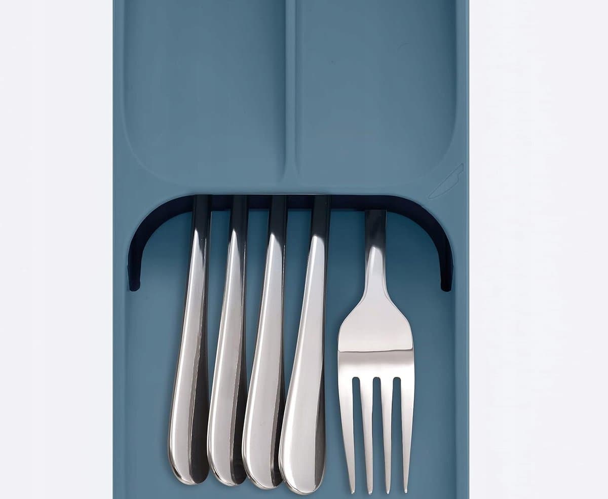 Compacte besteklade organizer met 4 vakken - Blauw