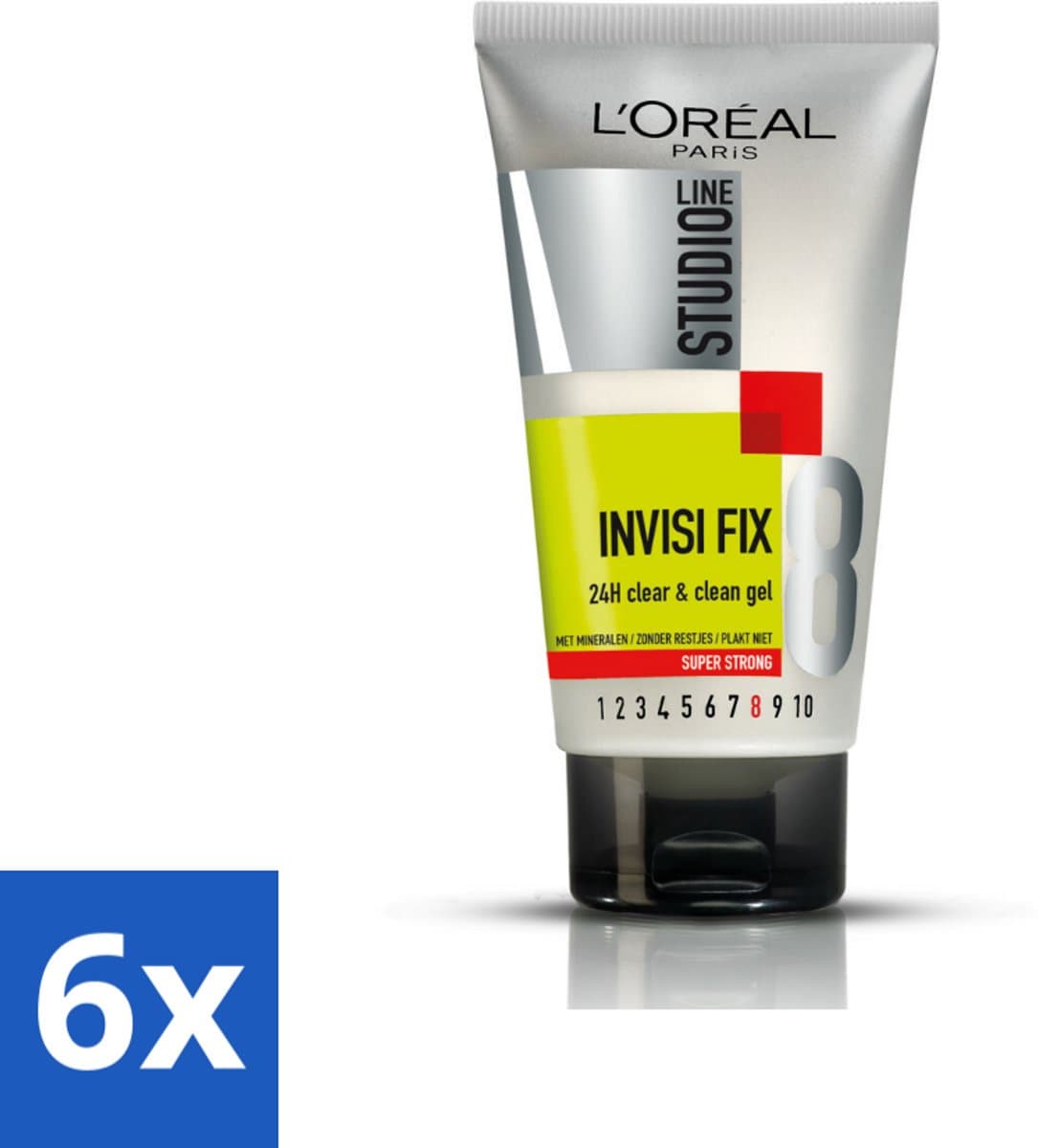 L'Oréal Studio Line Invisi Fix 24H Clear & Clean Gel Super Strong 150 ml - Voordeelverpakking - 6 stuks