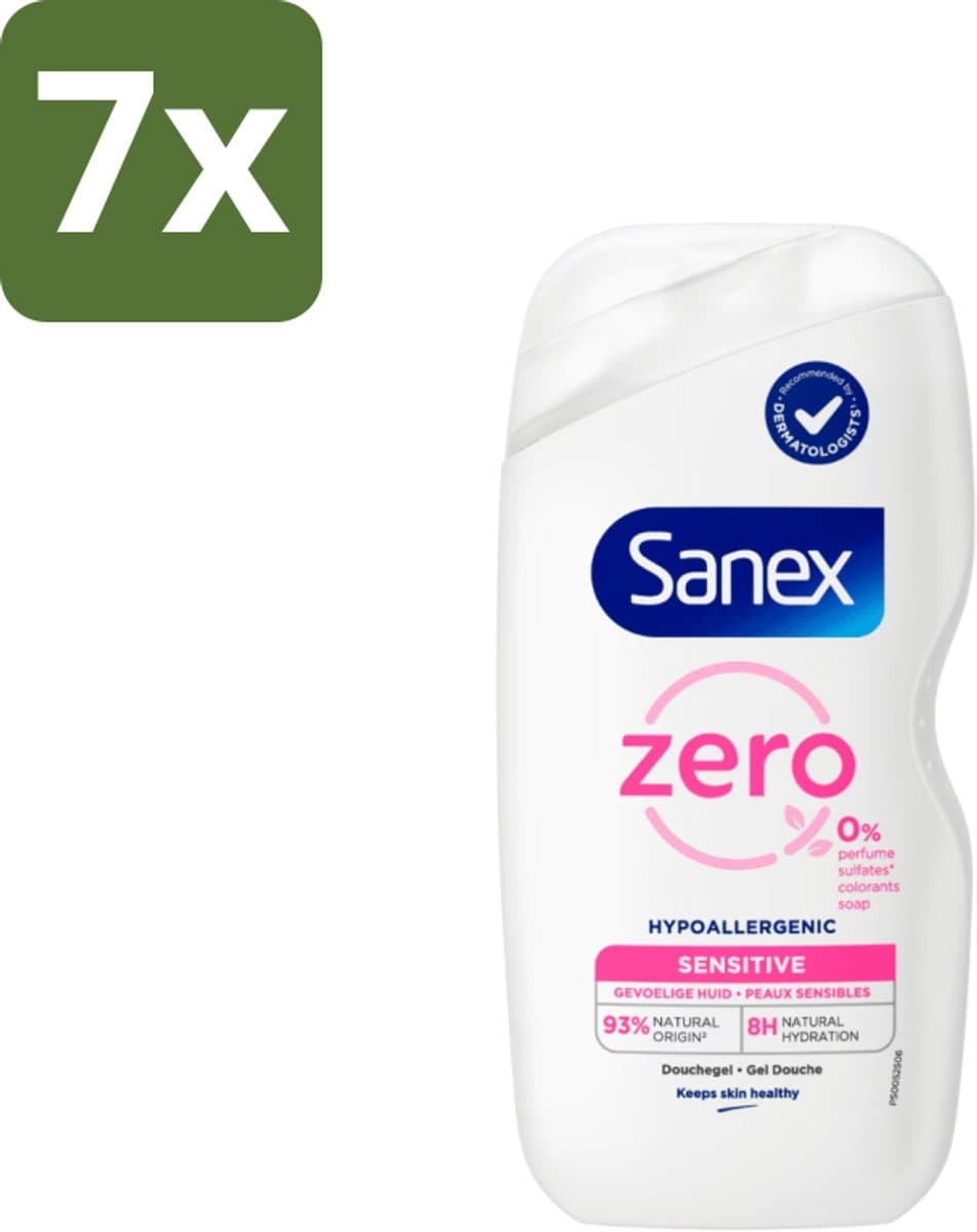 Sanex Zero% - Douchegel - Gevoelige Huid - 0% Parfumsulfaten - Hypoallergeen - 400 ml - Bulkverpakking - 7 stuks