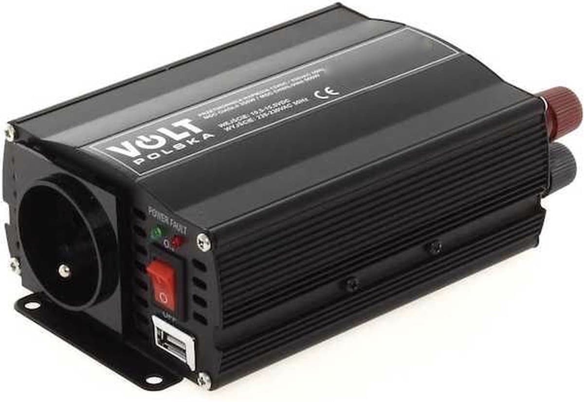 WL4 CONV-12-230-500 omvormer van 12VDC naar 230VAC maximaal 500Watt met USB aansluiting