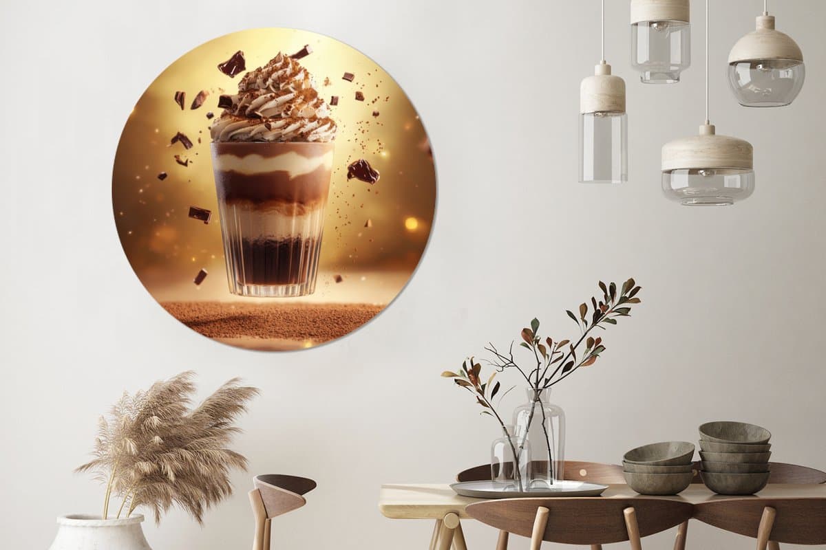 WallCircle - Wandcirkel - Muurcirkel - Dessert - Chocolade - Zoet - Eten - Aluminium - Dibond - 120x120 cm - Binnen en Buiten XXL