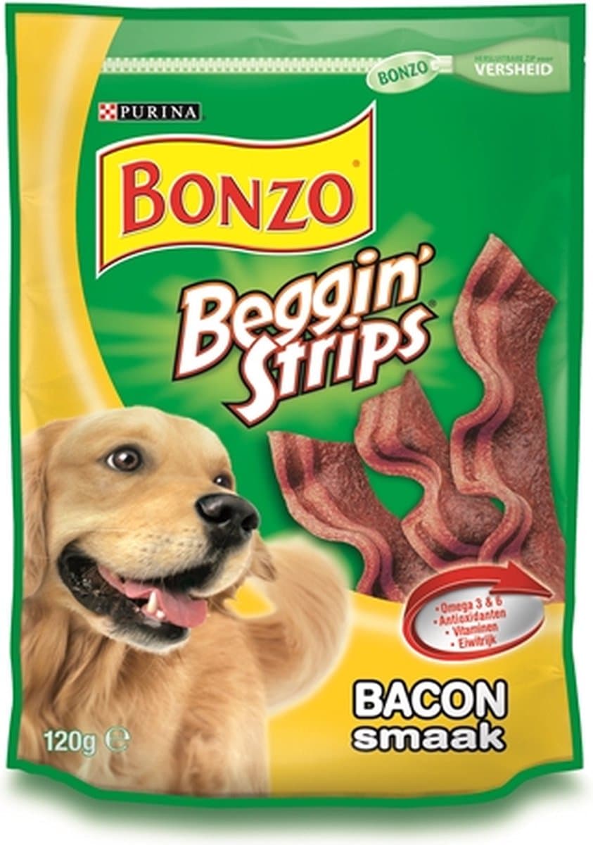 Bonzo Beggin' Strips - Hondensnacks Bacon - 6 x 120g