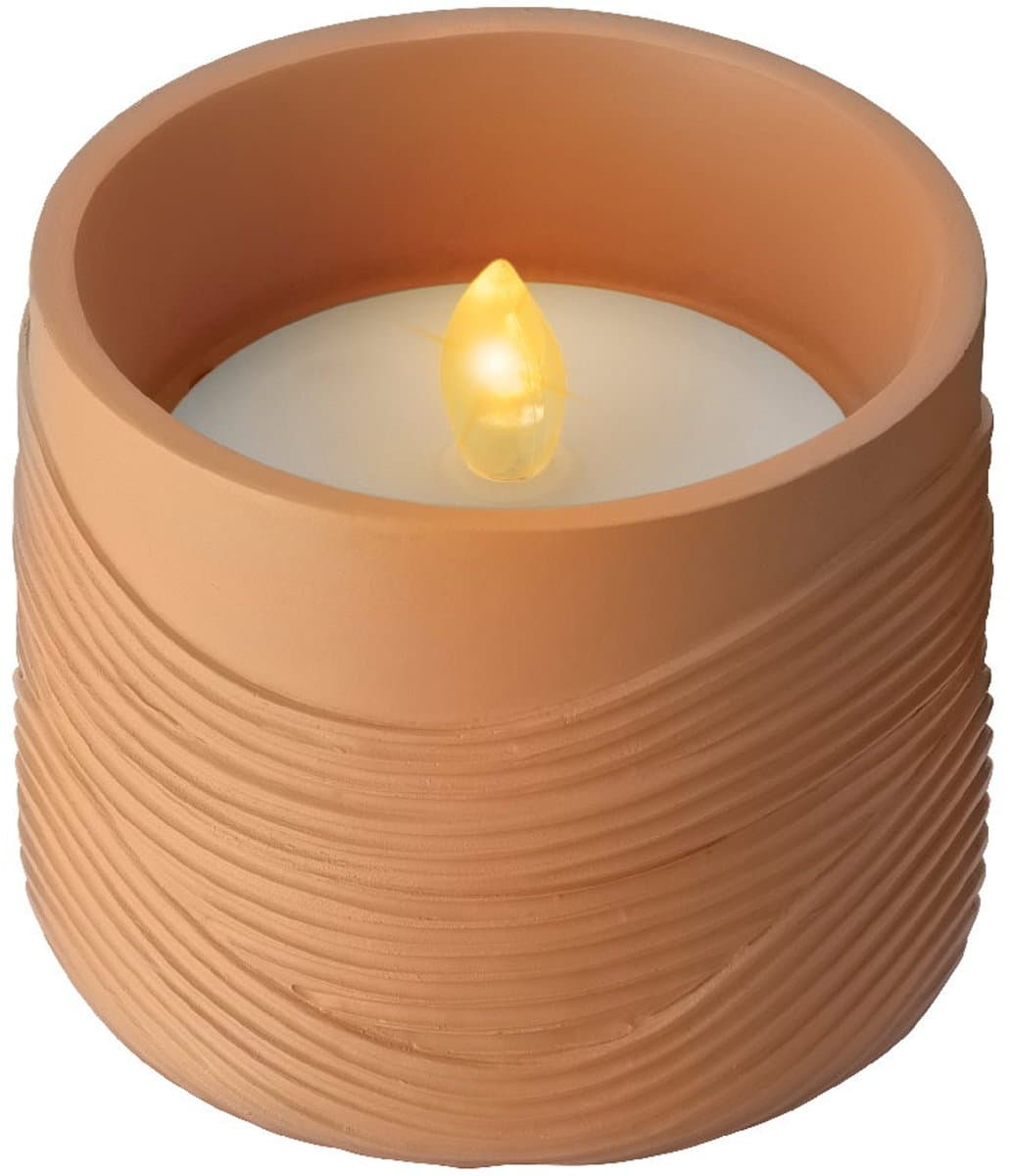 Solar kaars polyresin d10h8 cm 3ass II Lumineo