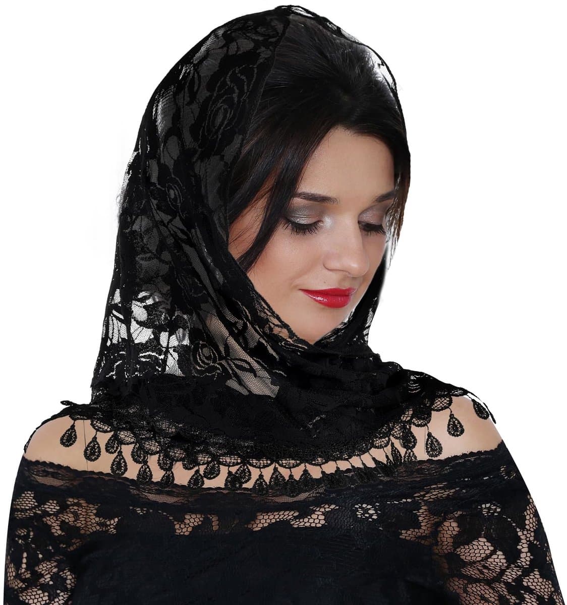 Dailygoods- Bruidsluier Kant - Hoofddoek - Sjaal - Hoofddeksel - 50 x 50 cm - Geschikt voor feesten