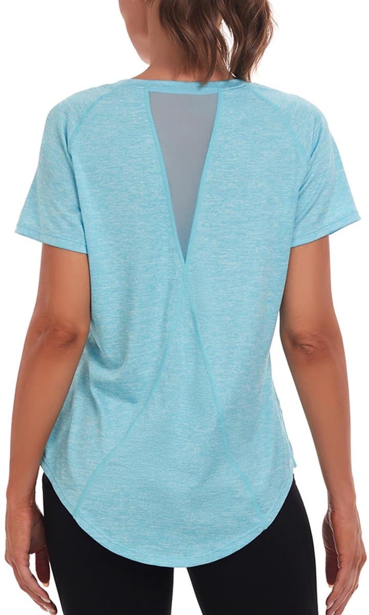 Dailygoods- Sportshirt Dames - Ademend - Korte Mouwen - Lichtgewicht - Sneldrogend - Ronde Hals - Driehoekig Mesh-Design - Sporttop