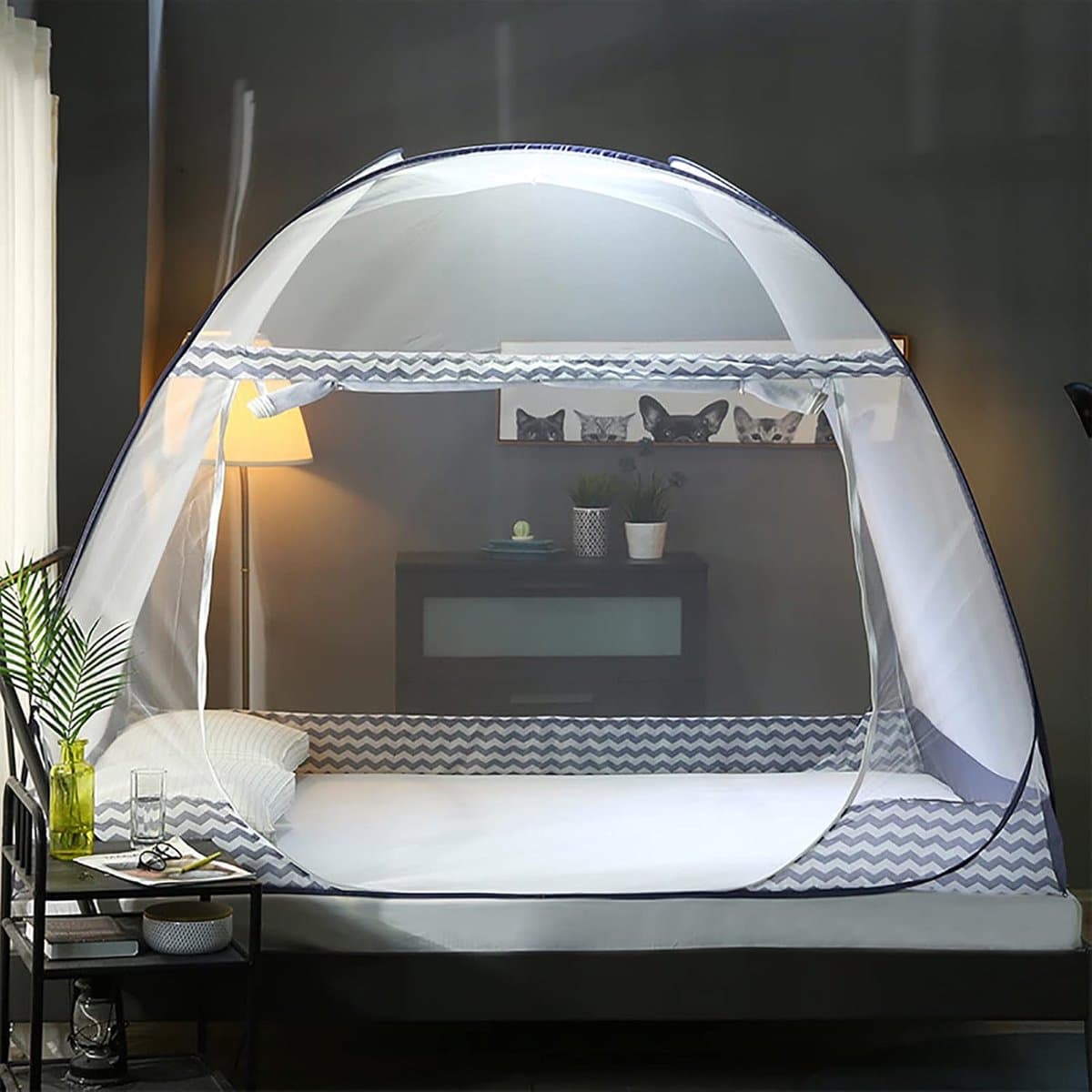 Klamboe Bedhemel - Muggennet Tent - Rustige Slaap - Automatisch Pop-up - 120x200cm - Wit