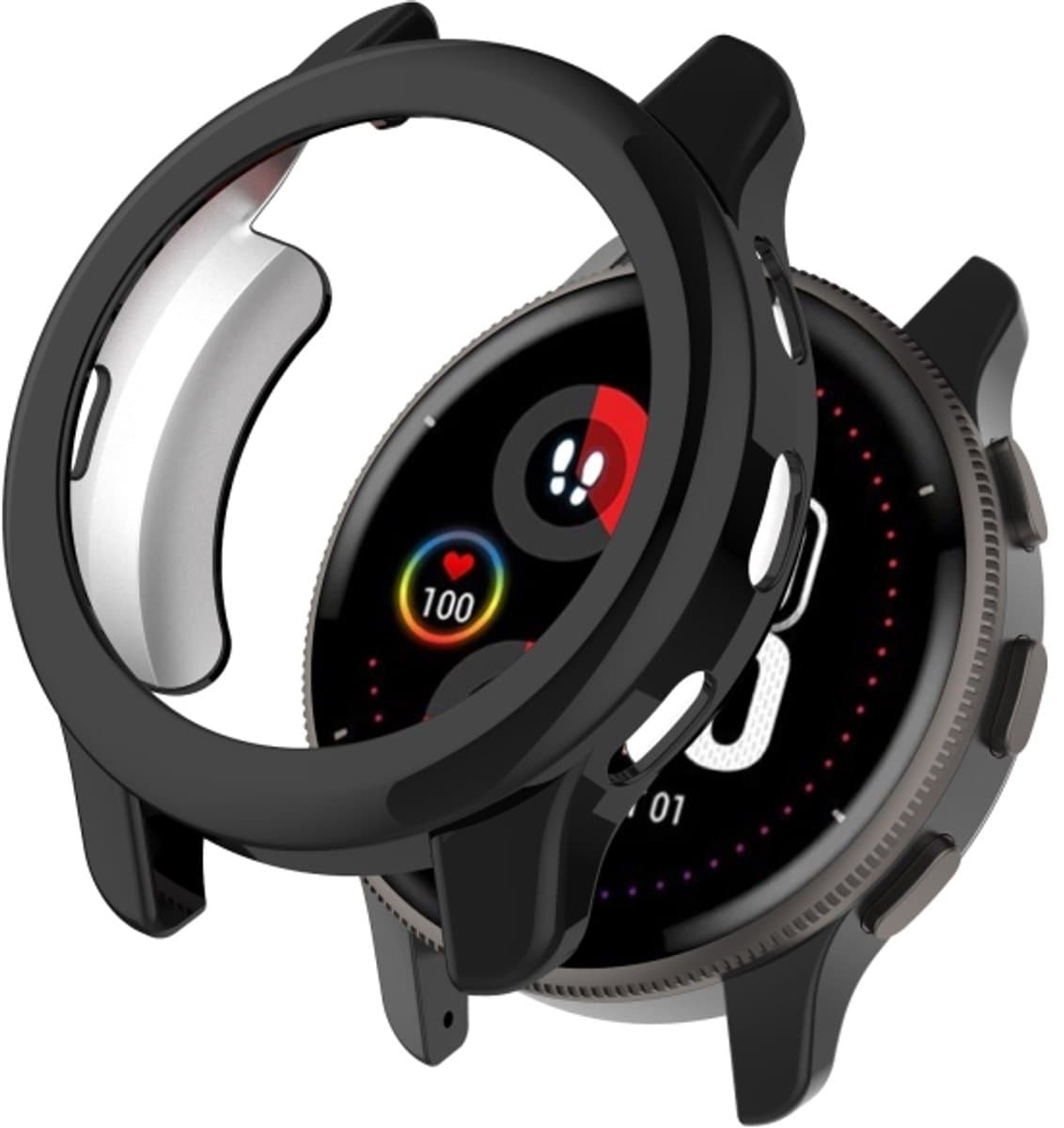 Voor Garmin Venu 2 plus schokbestendig semi-omringd TPU-plating horlogekas (zwart)
