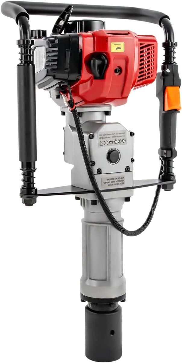 Benzine Paalram - Paaldrijver Grondboor - Palen Plaatsen - Krachtige 2-takt Motor - 52CC - Zwart Rood
