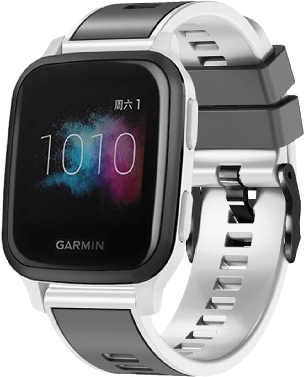 Voor Garmin Forerunner 265S / 255S / Venu 2S 18 mm geweven tweekleurige siliconen horlogeband (grijs-wit)
