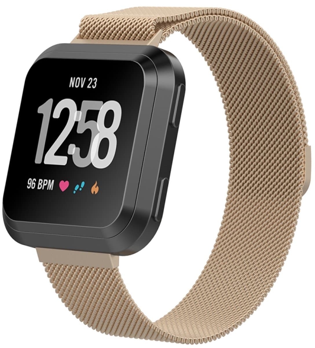 Voor Fitbit Versa 2 / Fitbit Versa / Fitbit Versa Lite Milanese horlogeband, klein formaat: 2,3 x 22,5 cm (champagne goud)