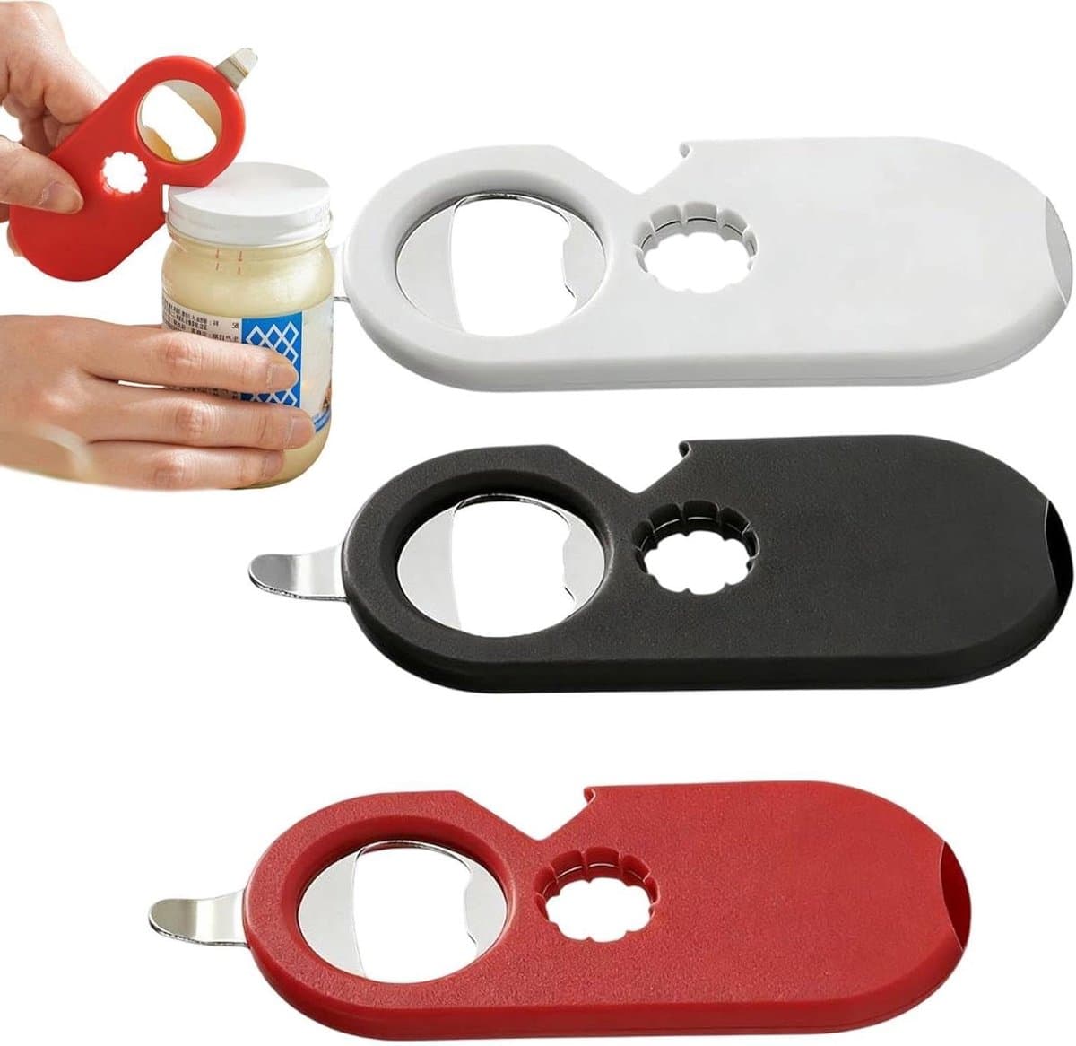 Flessenopener Magneet - Flesopener Koelkast - Drankjes Openen - Roestvrij Staal - 113 cm - Zwart Wit Rood