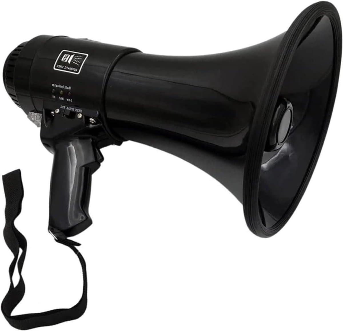 Megaphone 50W - Luidspreker Bullhorn - Aandacht Trekken - Ingebouwde Sirene - 23 cm x 35 cm - Zwart
