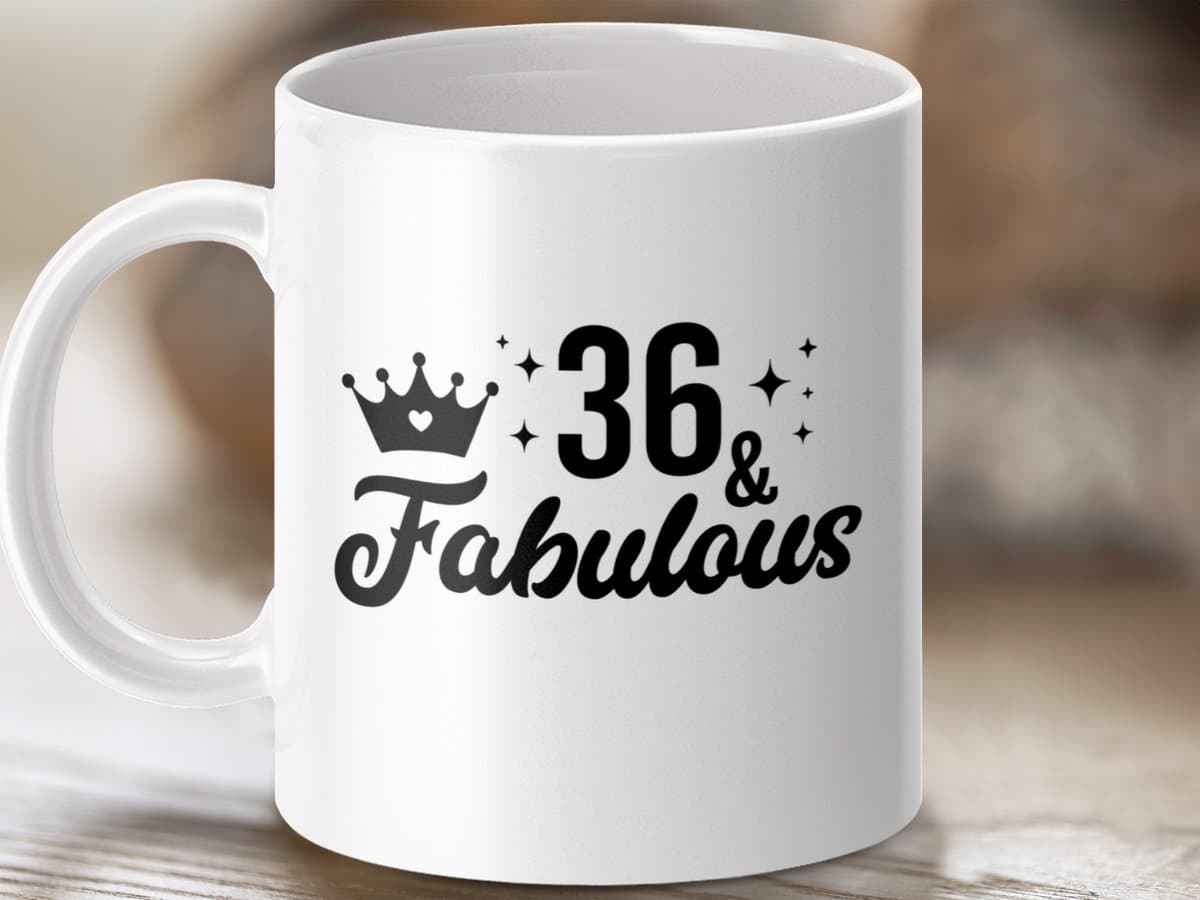 Mok 36 and Fabulous, Verjaardagscadeau Mok, Verjaardagscadeau, Feest Mok, Zesendertig, Kroon Ontwerp, Gefeliciteerd Mok
