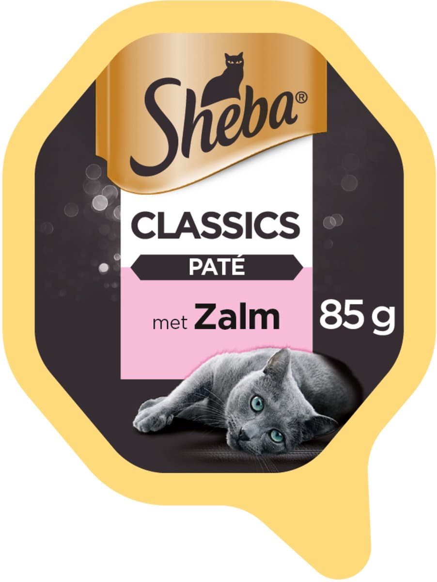 Sheba classics paté zalm aluminium bakjes kattenvoer 85 g