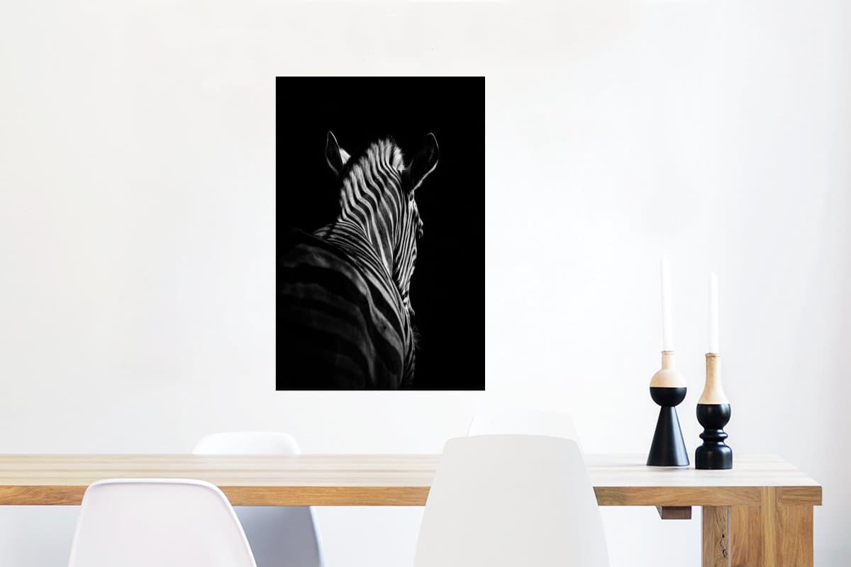 Poster - Zebra - Dieren - Zwart - Wit - Muurposter - 40x60 cm - Wanddecoratie - Posters zwart wit
