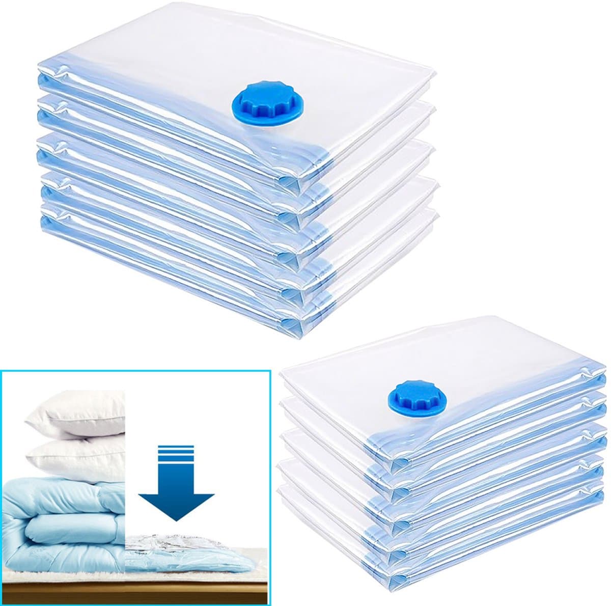 5x Vacuüm Opbergzakken 80x100cm - Ruimtebesparend Herbruikbaar Luchtdicht Geurvrij Anti-Schimmel voor Dekbedden - Waterdicht PET+PE