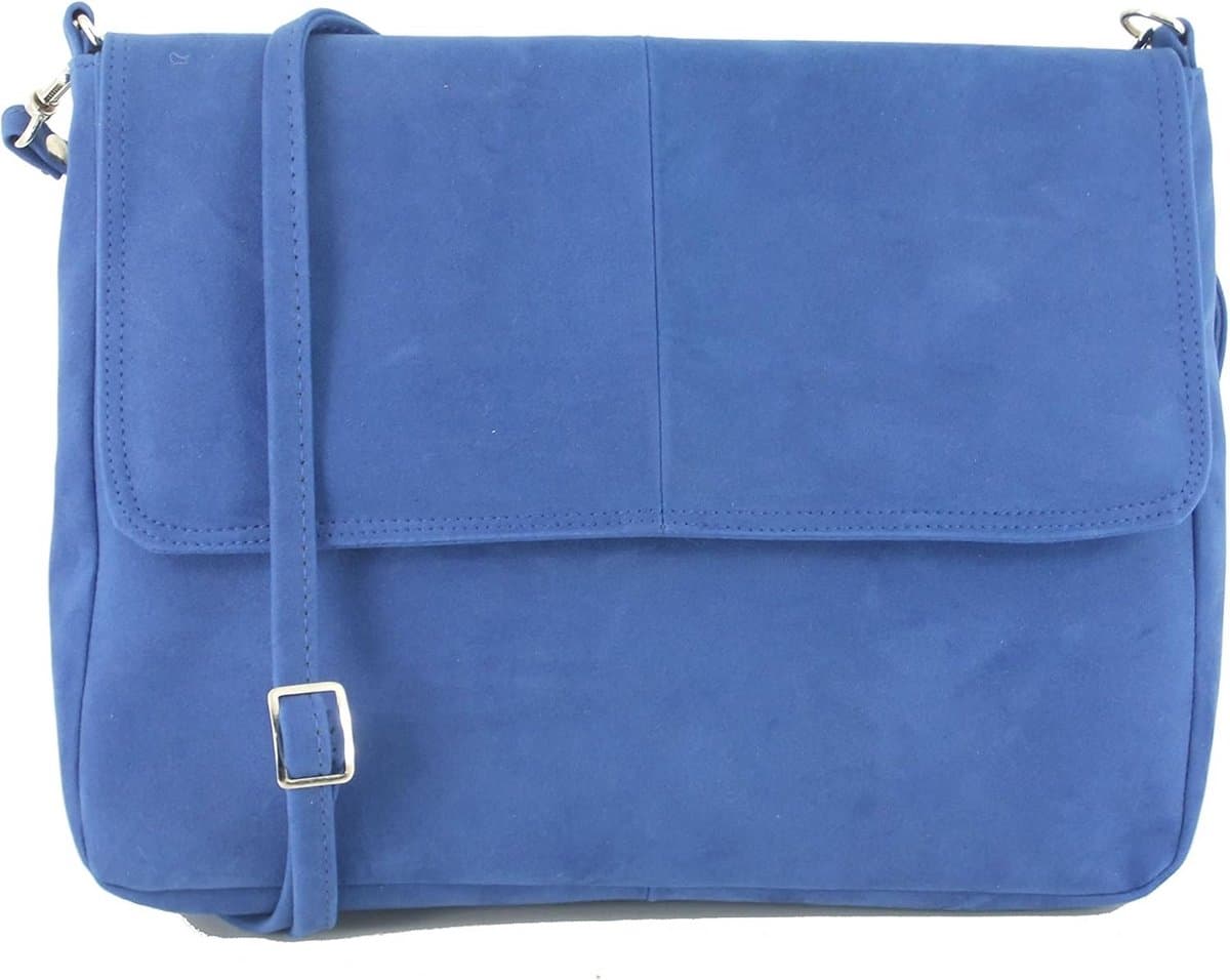 Dames Clutch Schoudertas Blauw Suède Look Medium