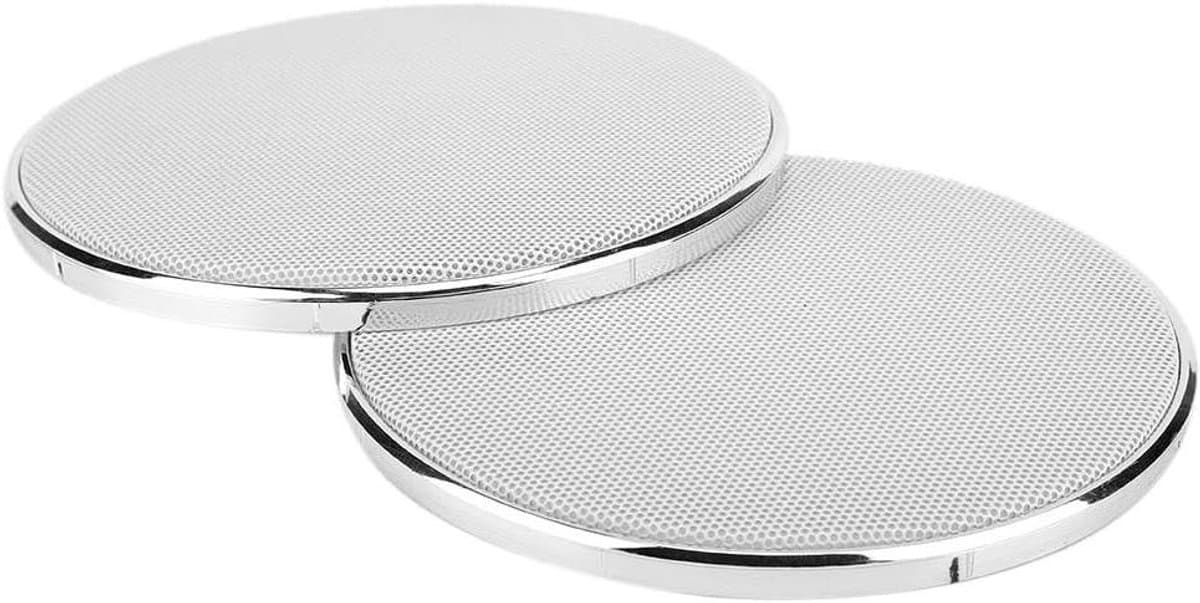 Auto luidspreker grill 140mm metaal koudgewalst stalen rooster - wit (set van 2)