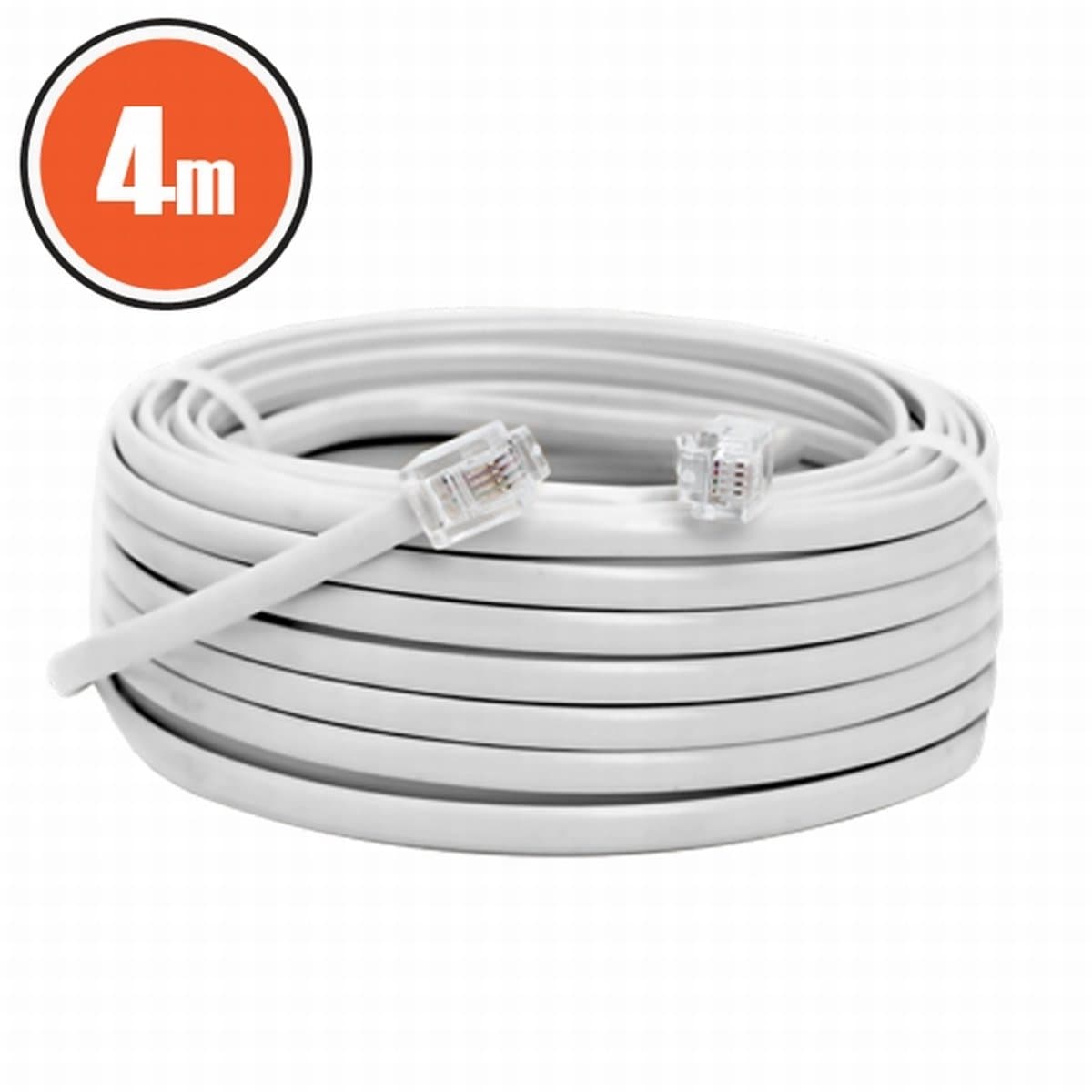 6P4C Modulaire Kabel - 6P4C Naar 6P4C - 4M - Wit - Voor Telefoon- En Dataverbindingen [20301]