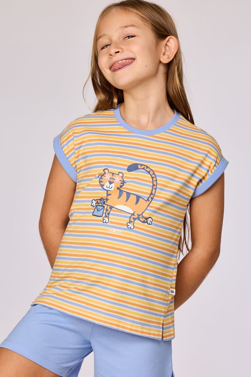 Woody Meisjes-Dames pyjama geel - maat 098/3J