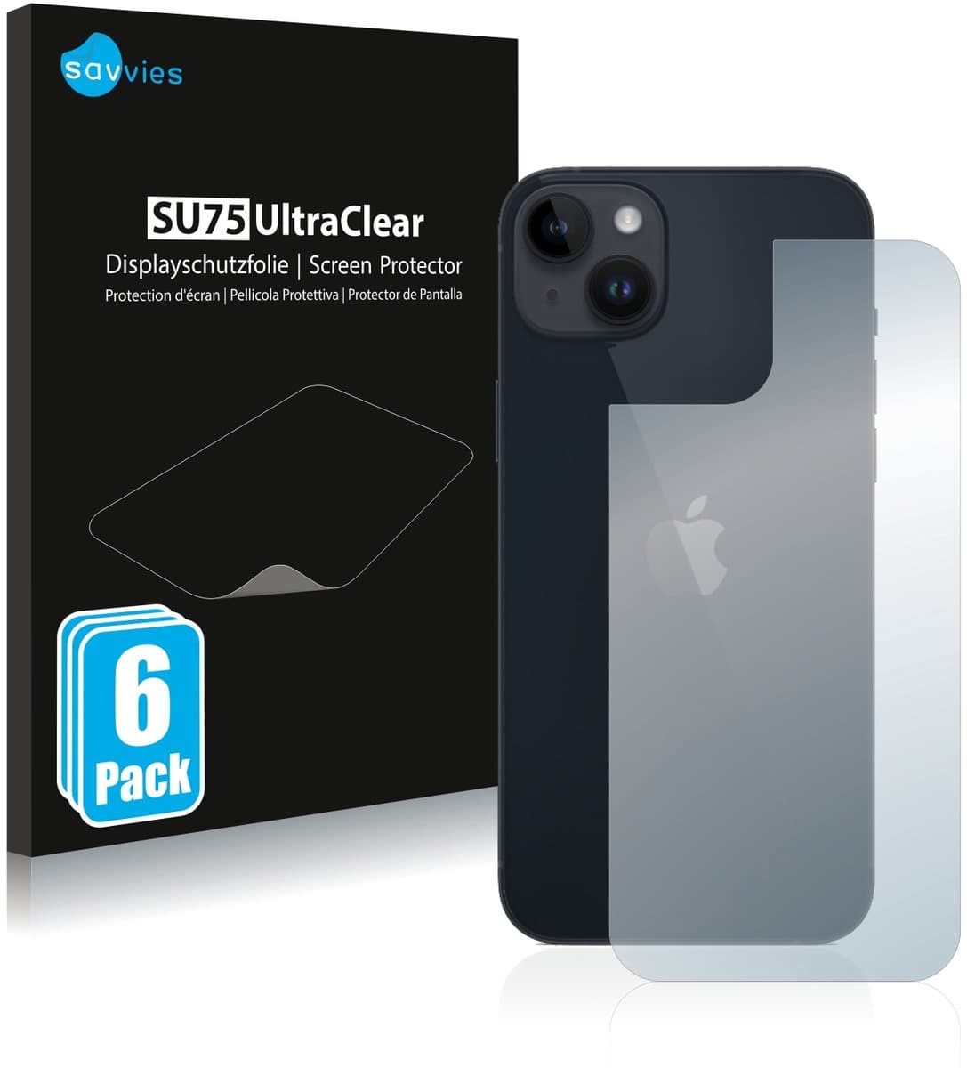 Savvies - Screenprotector voor Apple iPhone 14 Plus (Achterkant) - Folie Beschermfolie transparant 6 Stuks