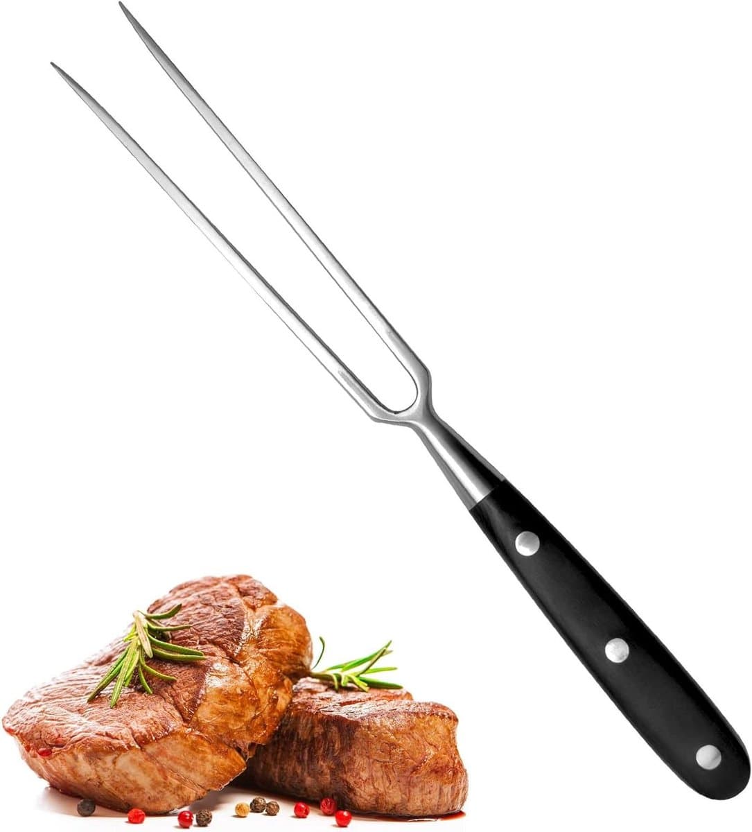 ByShane - Vleesvork van roestvrij staal met handvat voor grillen en koken - 30 cm lang - ideaal voor trancheervork, grillen, serveren en braden van vlees - multifunctioneel in keuken - voor kalkoen, diner en meer.
