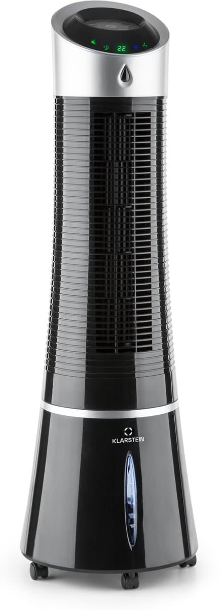 Klarstein 4-in-1: luchtkoeler, ventilator, luchtbevochtiger & ionisatie I 6 L waterreservoir, oscillatie, 30 W, 210 m³/h, timer I airconditioner zonder luchtafvoerslang, mobiele airconditioner, zwart