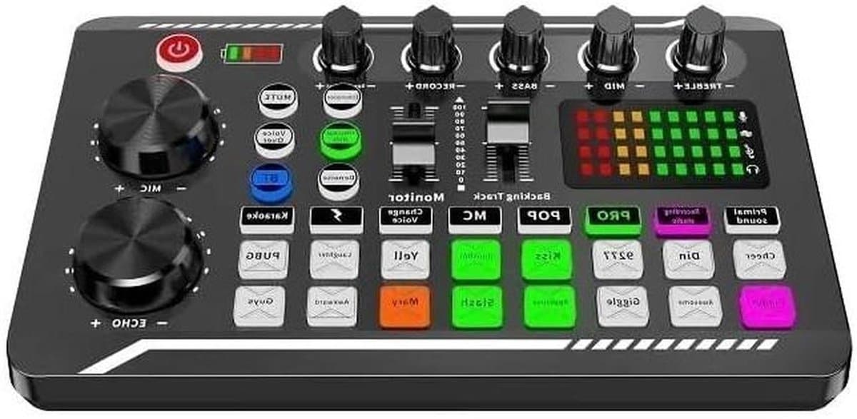 Dj Controller - Geluidskaart Mixer - Livestream Audio - Dubbele DSP Chip - 1 kg - Zwart