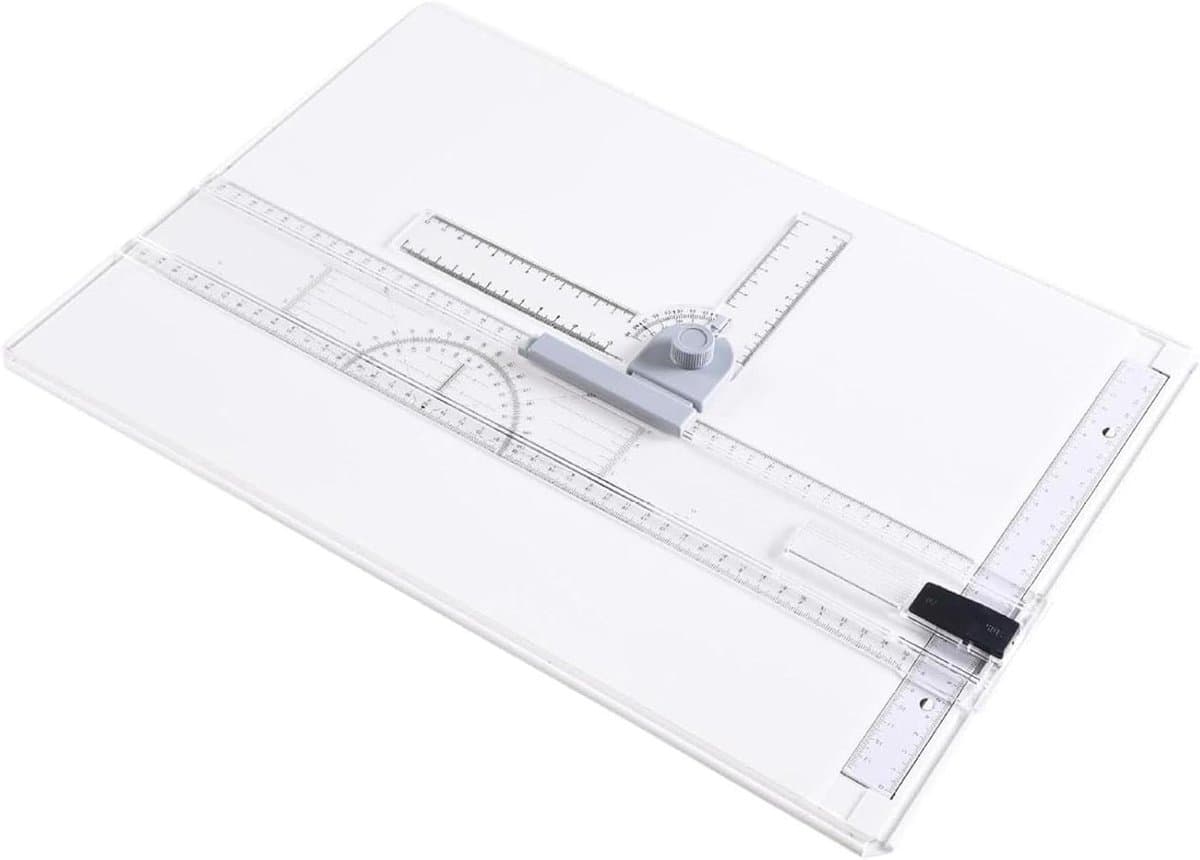 Tekentafelset - Tekentablet Tekenplank - Nauwkeurig Tekenen - Parallelle Beweging - 47.5 cm x 33.5 cm - Wit