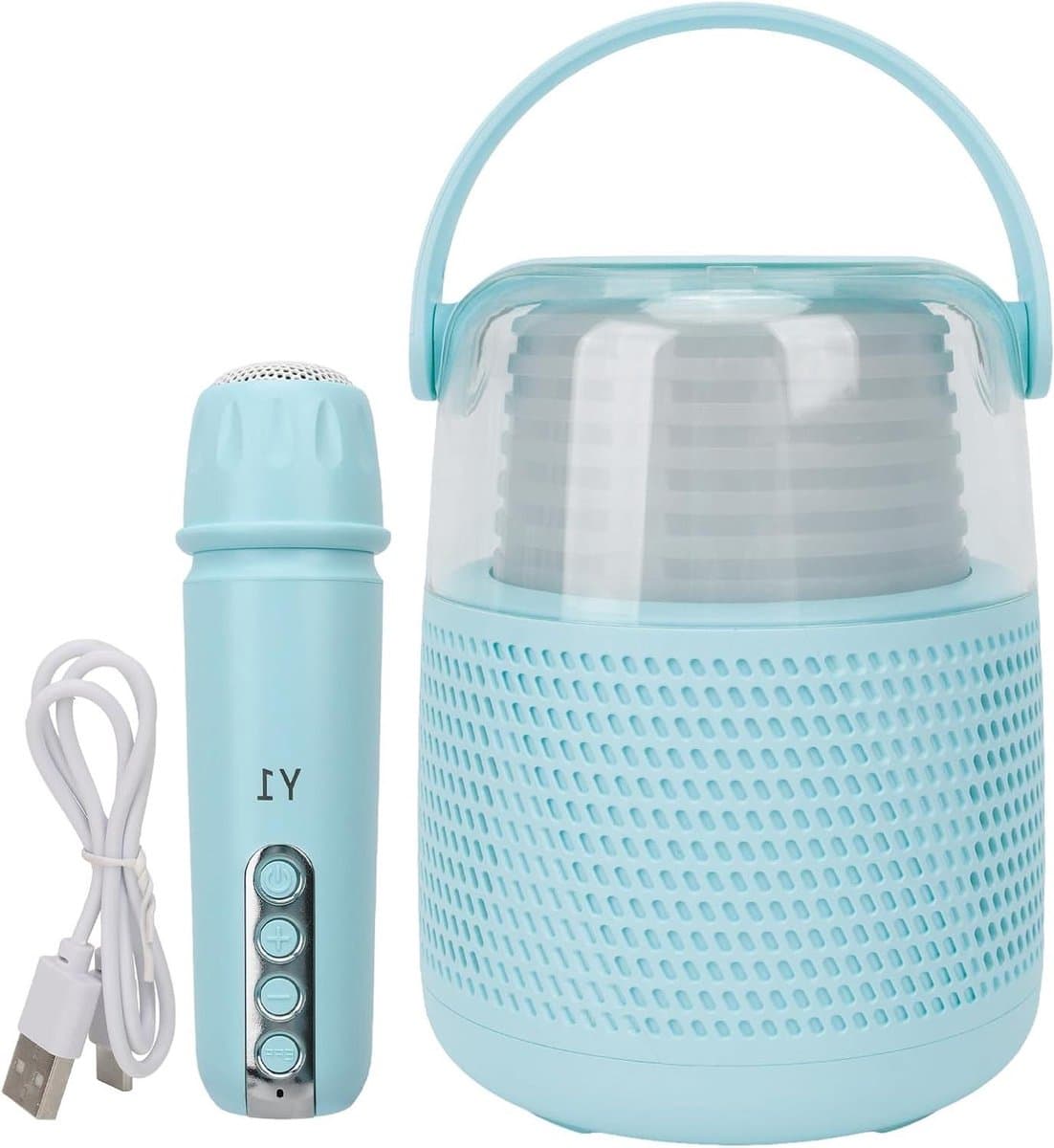 Karaoke machine - Draagbare speaker - Feestjes organiseren - Met microfoon - 16W geluid - Blauw