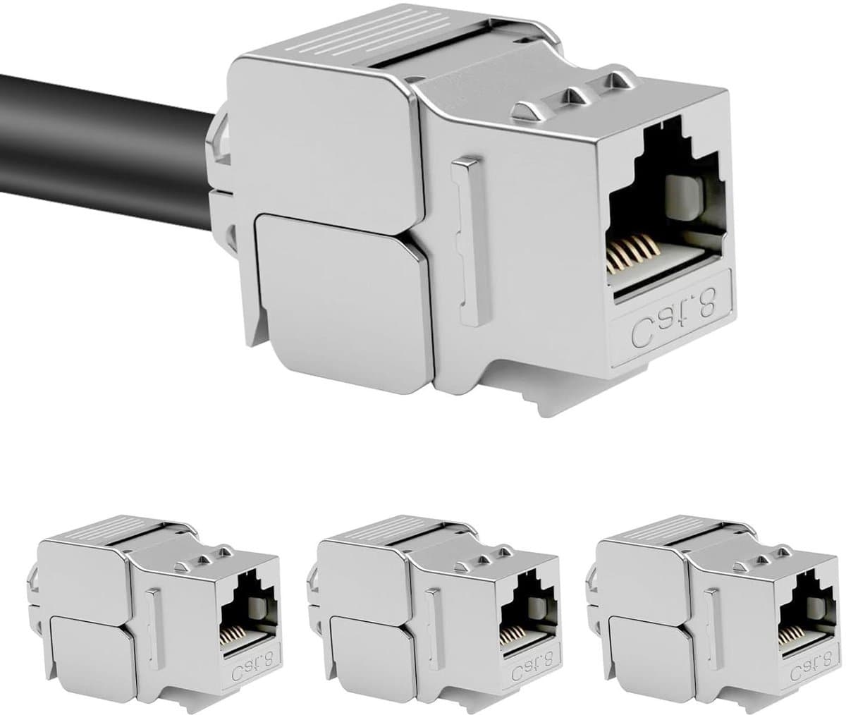 Keystone Modulen - RJ45 Jack - Netwerk Installatie - Toolless Montage - 4 Stuks - Zilver
