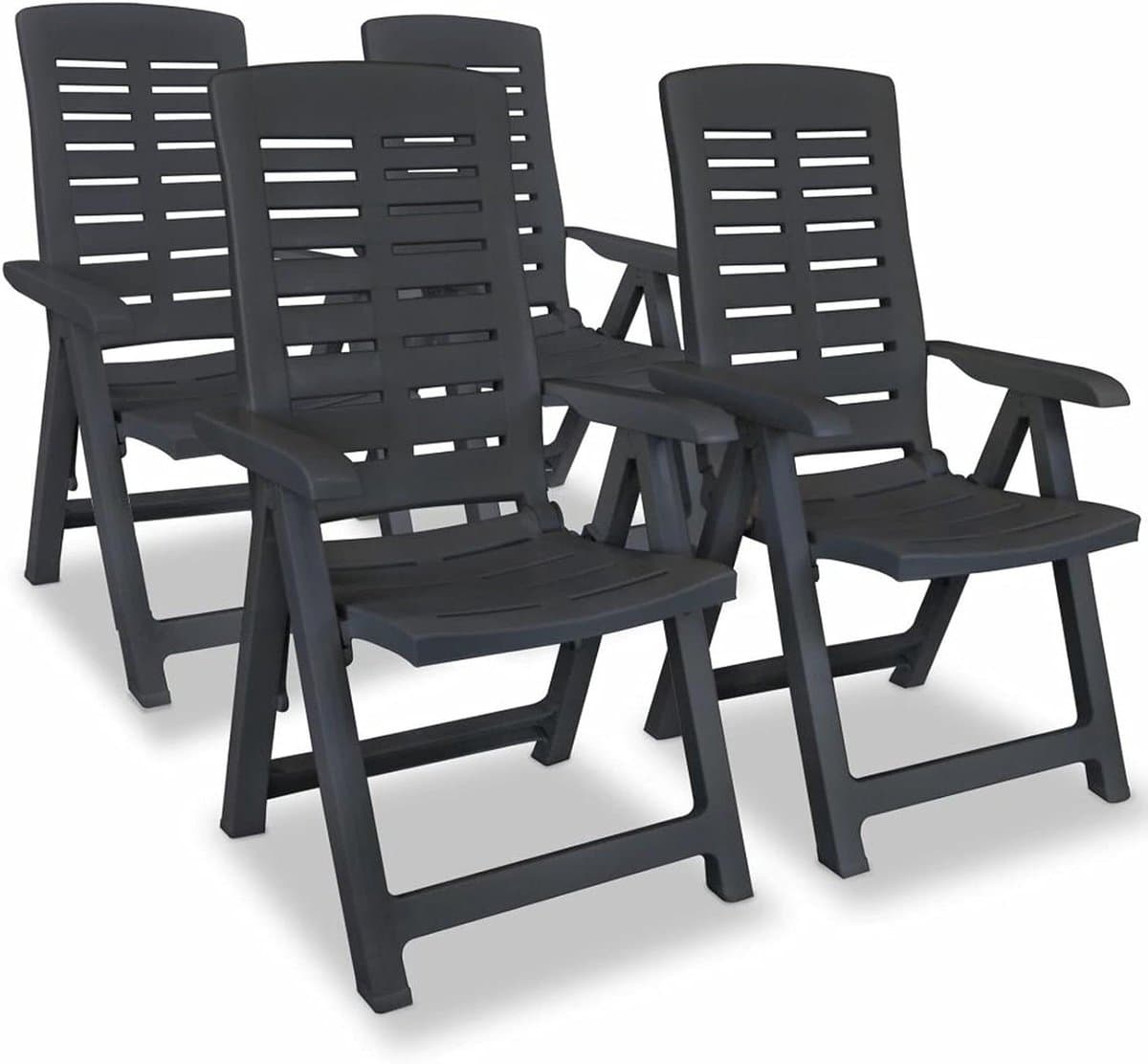 Tuinstoelen Set - Buitenstoelen - Buiten Zitten - Verstelbare Rugleuning - 4 Stuks - Antraciet