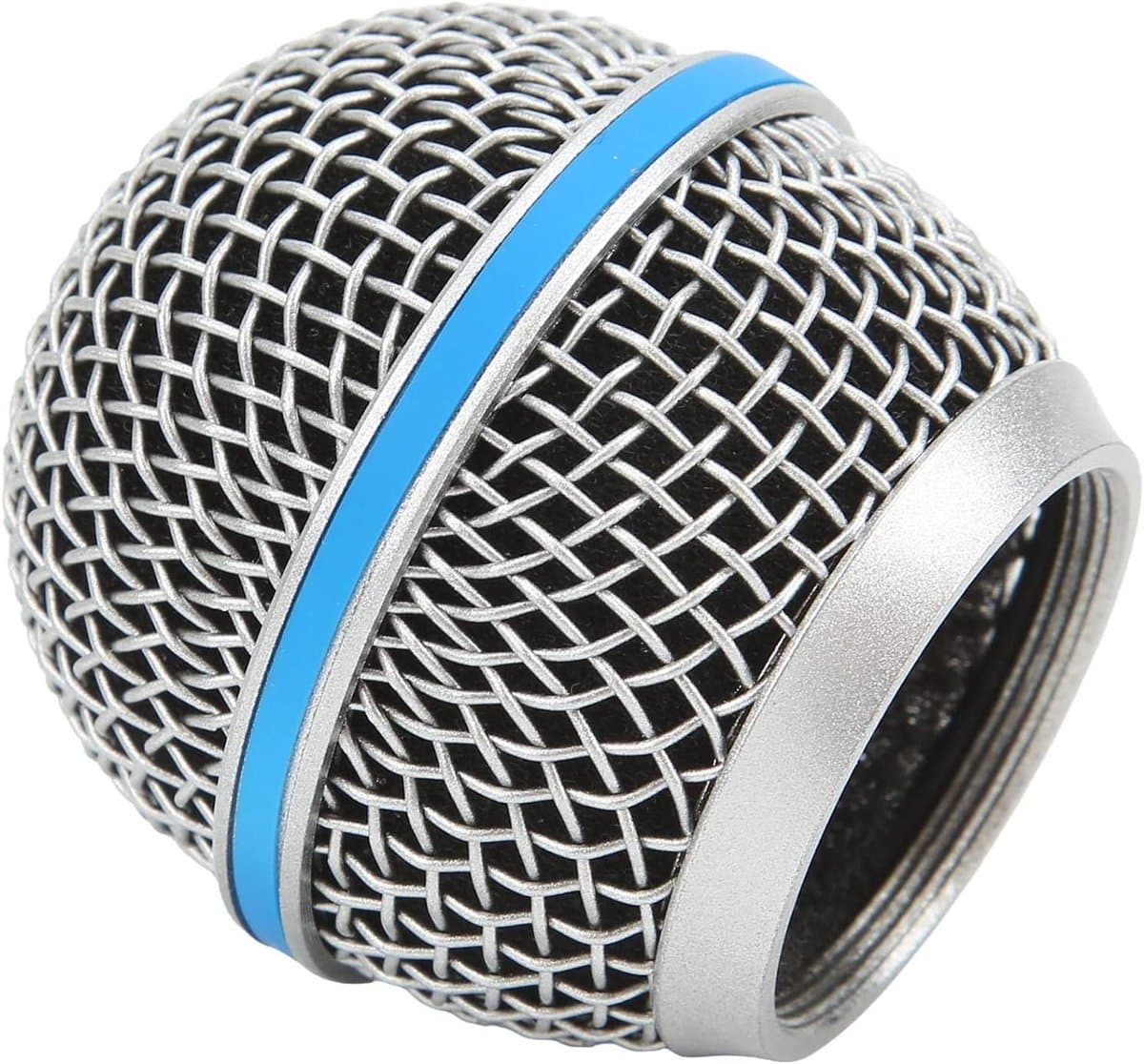 Microfoon Kogelkop - Mesh Grill - Opname Geluid - Roestvrij Staal - 18.5 cm - Zilver