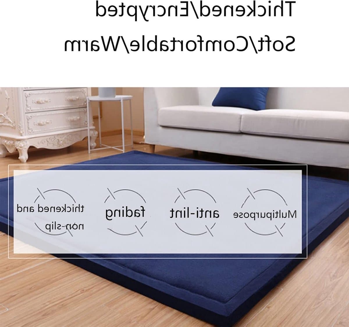 Dik Coral Velvet Vloerkleed van 3 cm, Antislip en Wasbaar, Perfect voor Yoga, Oefeningen en Kruideniersgebruik in de Woonkamer
